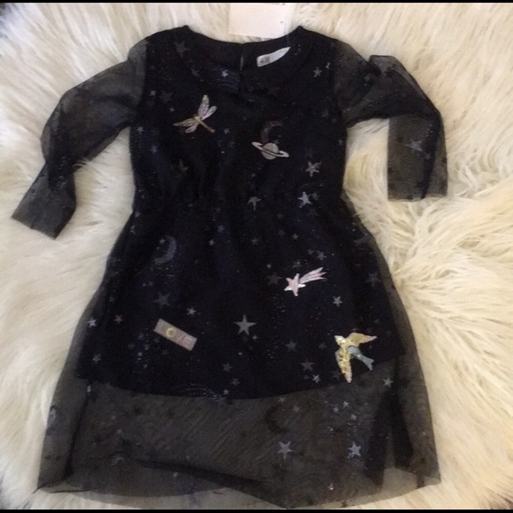 H&M Other - H&M Blue Sheer Tulle LS Dress W/Peter Pan Collar